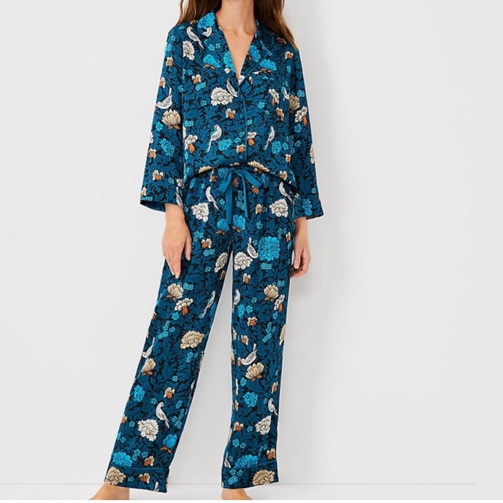 Ann Taylor Satin Pajamas - Floral/Bird Print